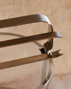 Close-up of Arnolfo di Cambio Italy mark on chrome handle of Fabio Frontini Azteca ice bucket — authentic vintage barware detail