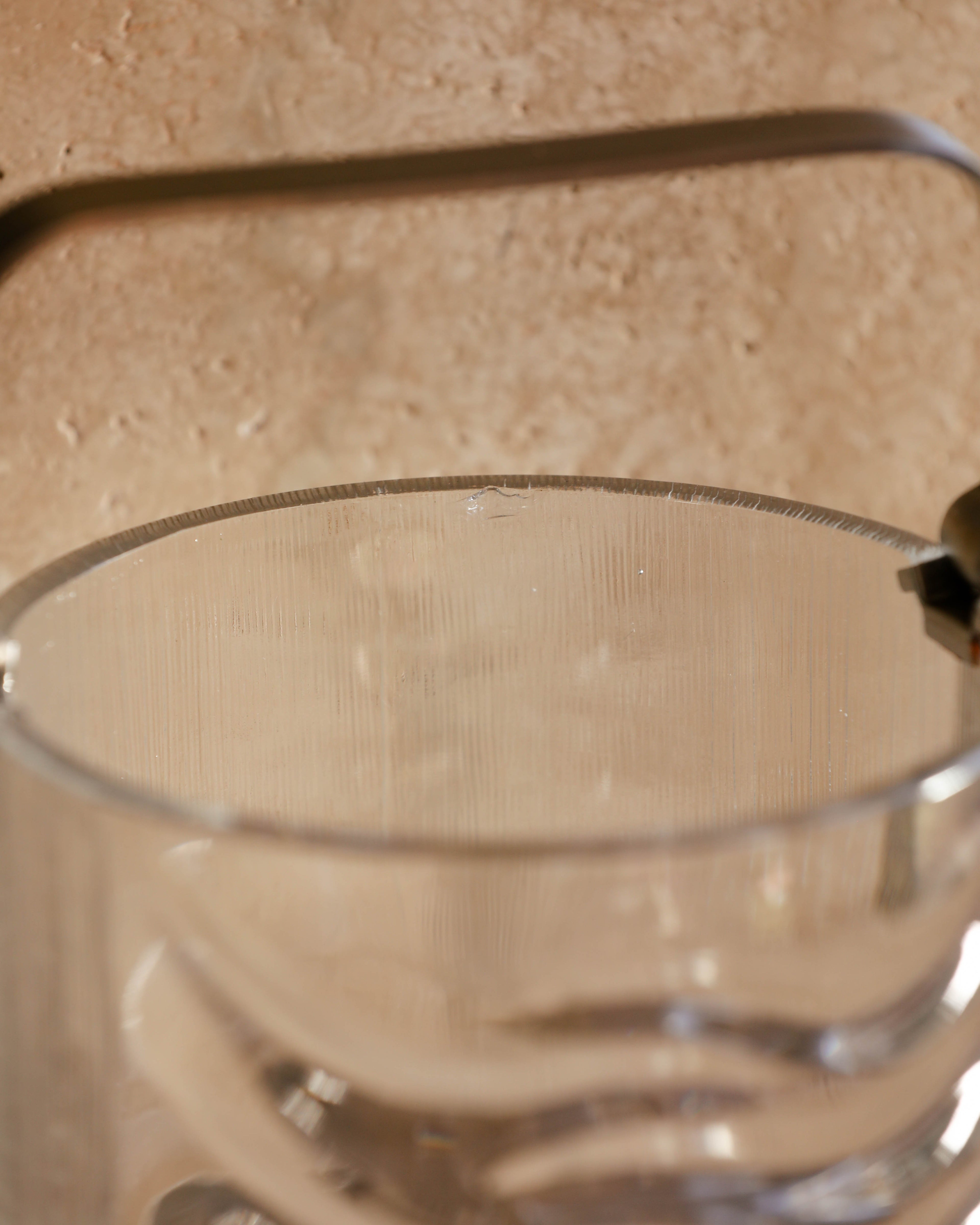 Top view showing interior and rim detail of Arnolfo di Cambio glass ice bucket — sculptural 1970s Italian crystal craftsmanship