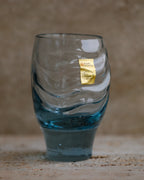 Vintage Italian tumbler with rounded cobalt base and vertical ribbing.