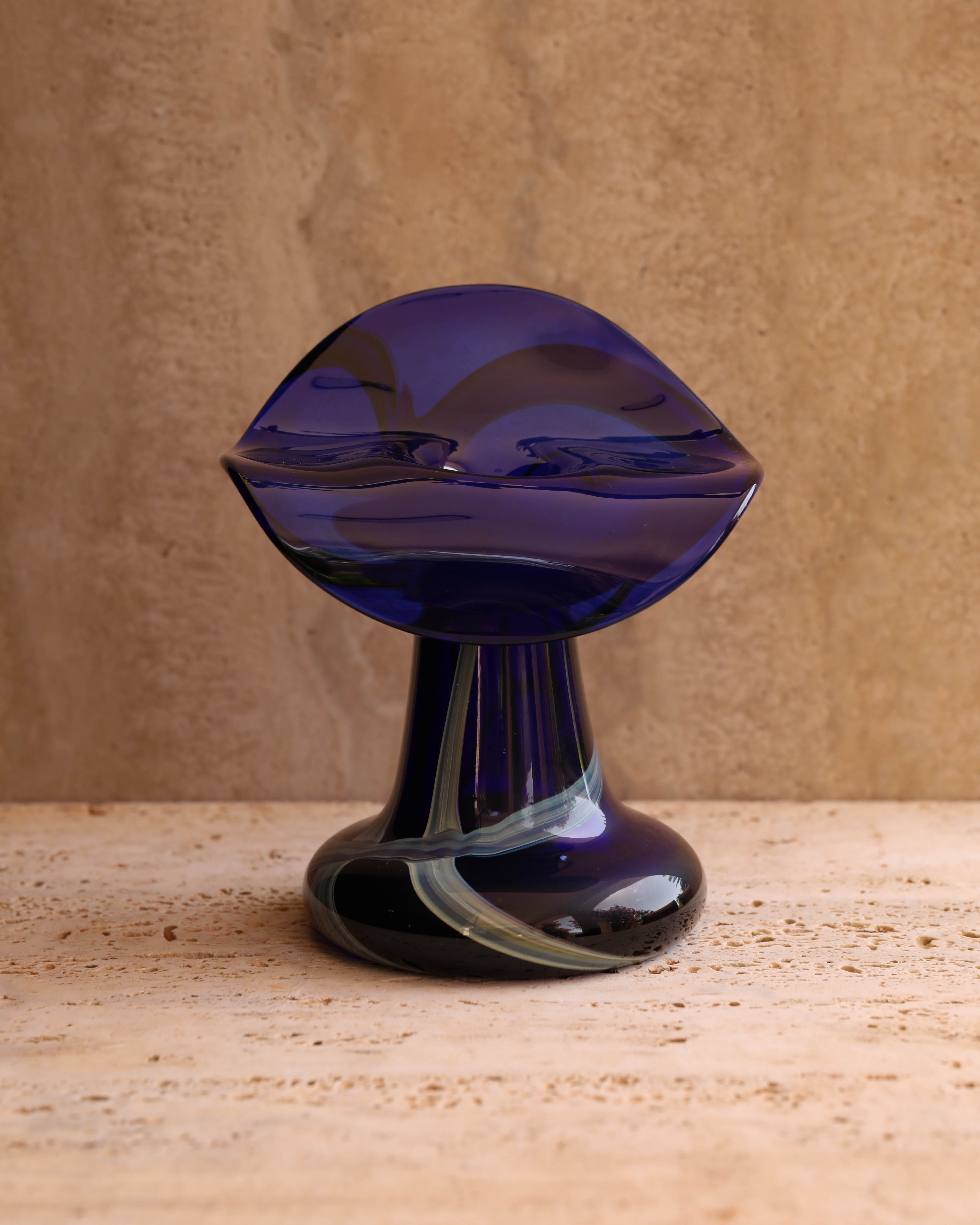 Front view of Marta Marzotto sculptural cobalt Murano glass vase, 1960s