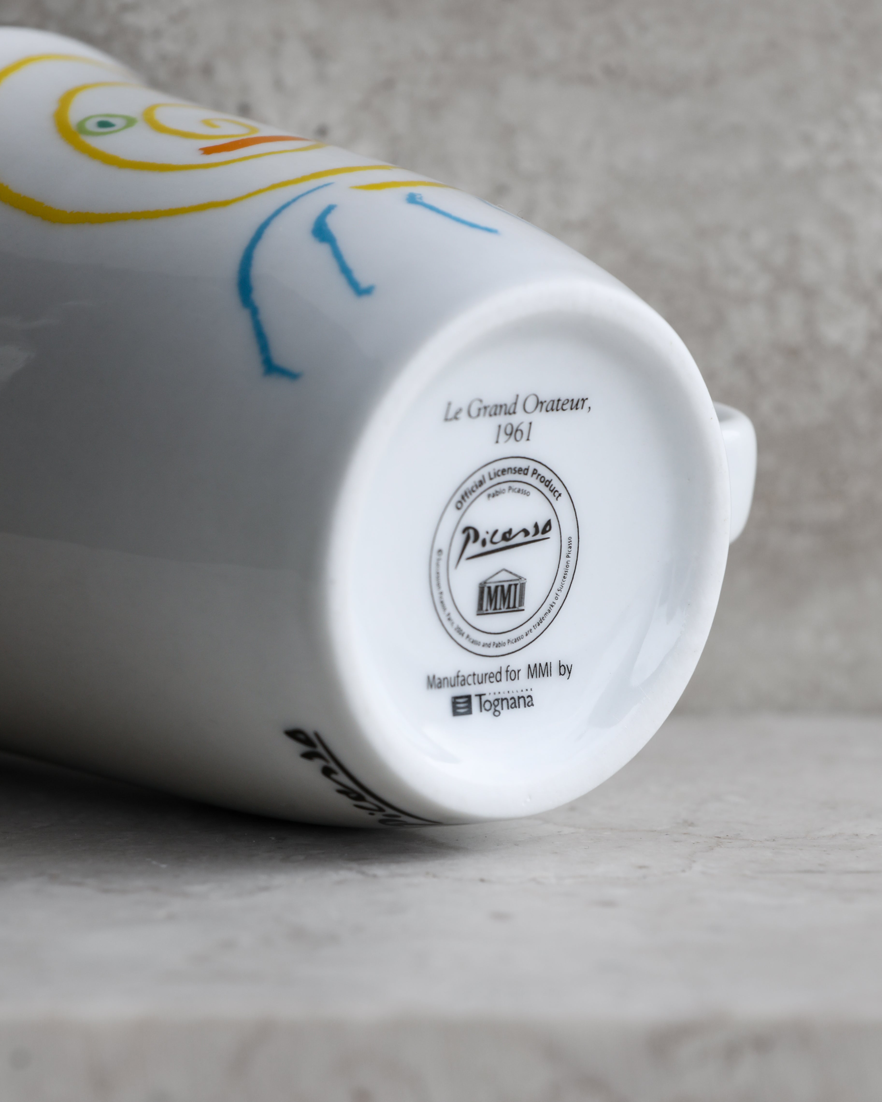 Bottom stamp showing official Picasso license, MMI mark, and Tognana manufacture