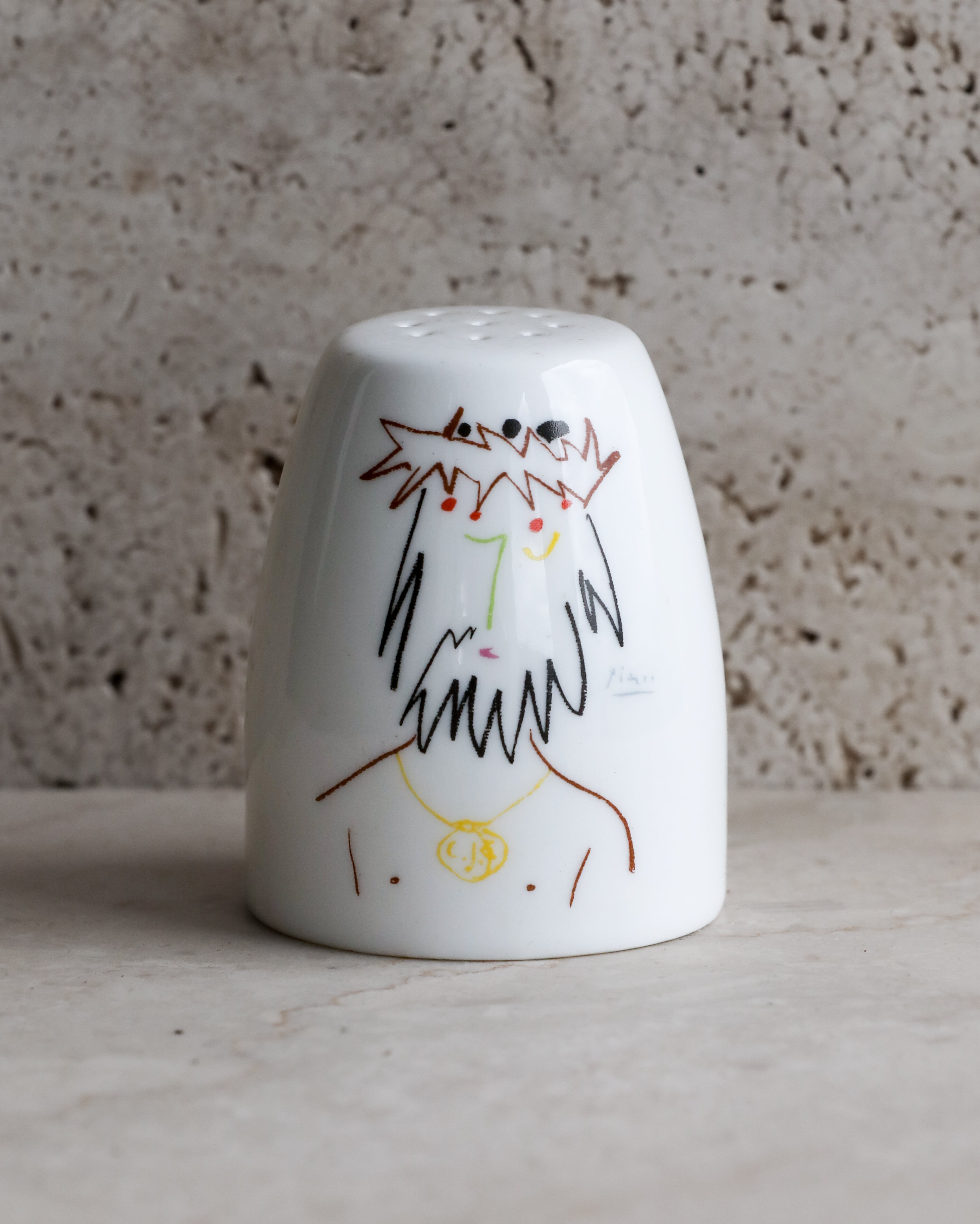 Picasso licensed porcelain salt shaker with illustrated figure motif