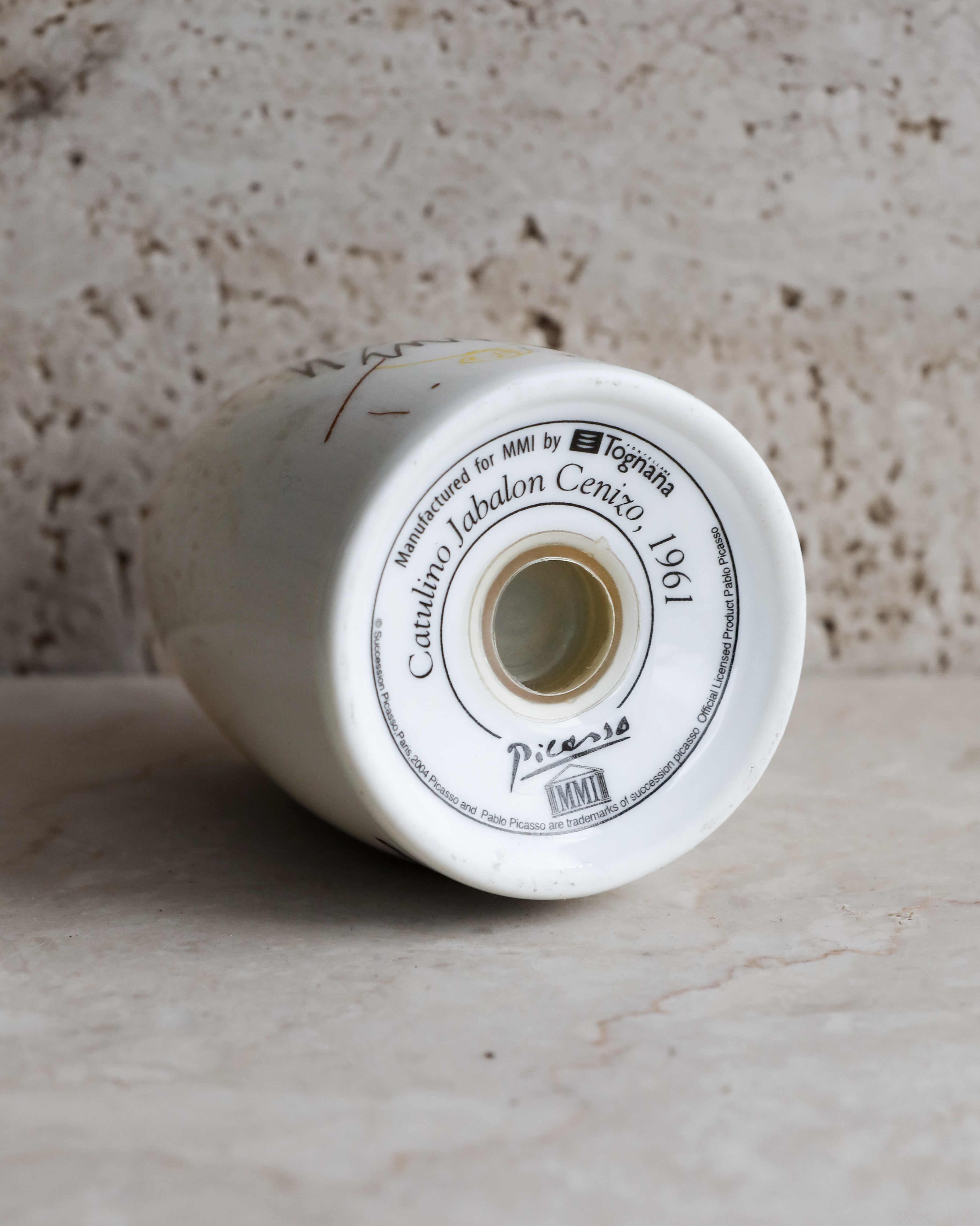 Underside of Picasso licensed porcelain shaker showing Tognana mark.