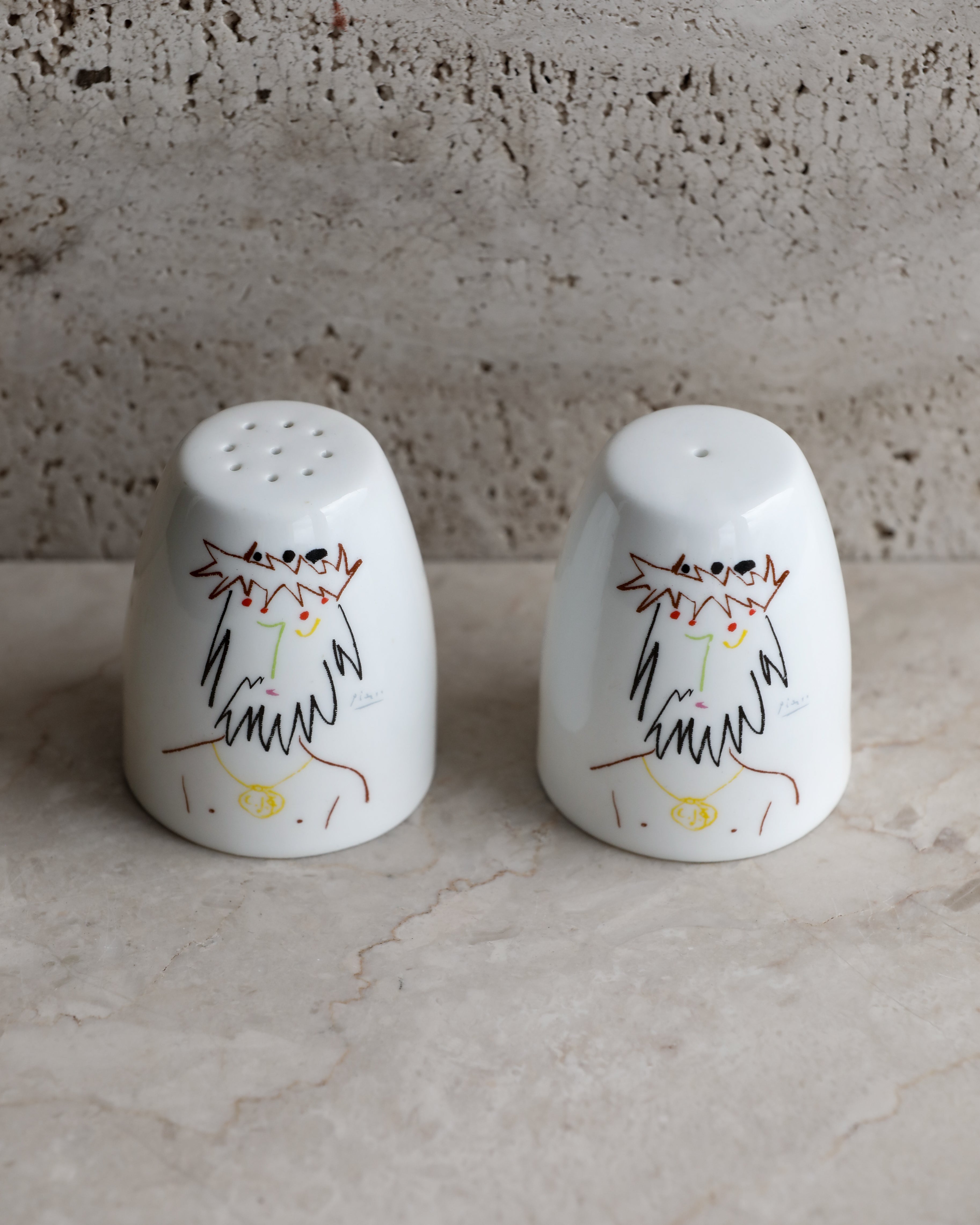 Vintage Italian porcelain Picasso salt and pepper shakers by Tognana